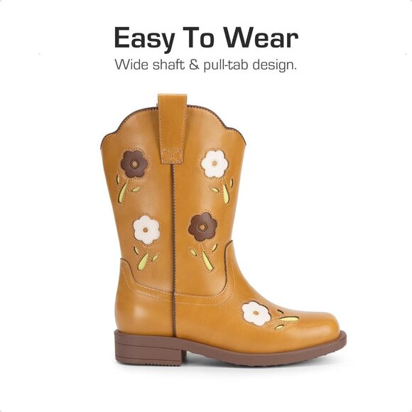 Girls Cowgirl Boot Kid Mid Calf Western Boot Riding Shoes Little Kid - Picture 5 of 6